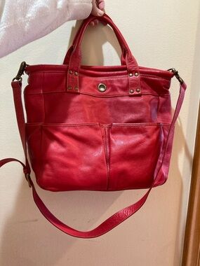 Levenger Red Leather Oxford Book Tote